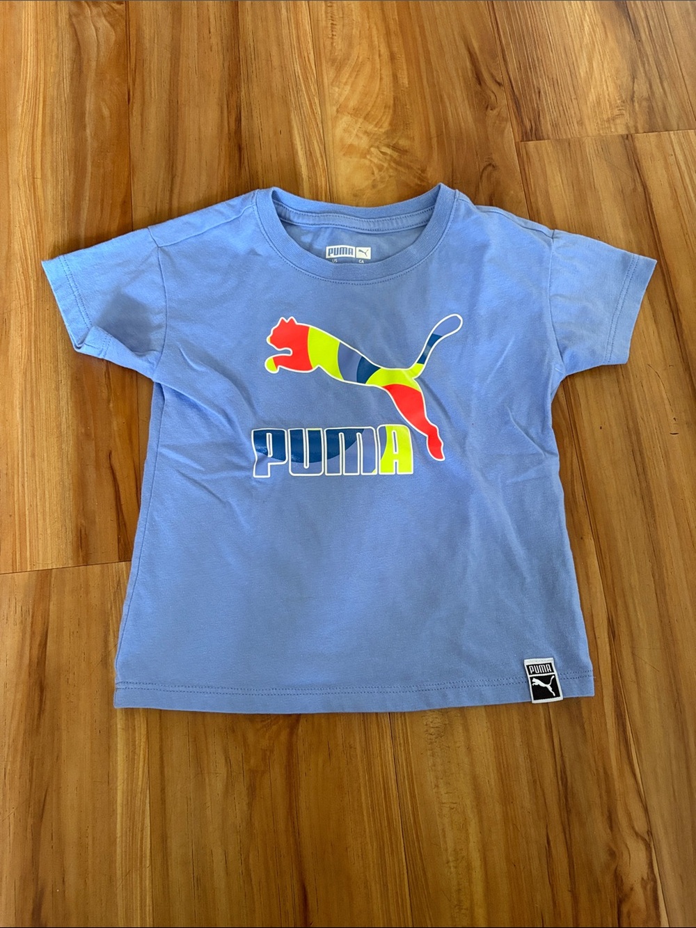 Puma Kids Light Blue Tee with Multicolor Puma Logo NWOT SZ 3T